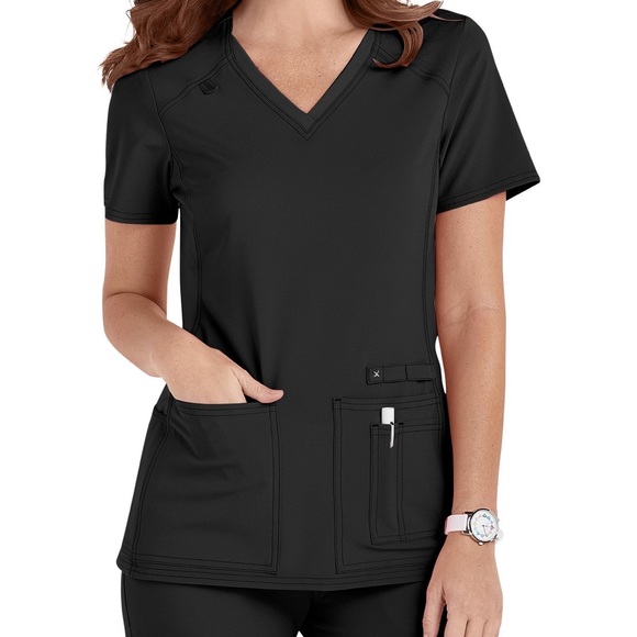iflex by Cherokee
Women's V-Neck Knit Panel Solid Scrub Top: SMALL - Picture 4 of 6